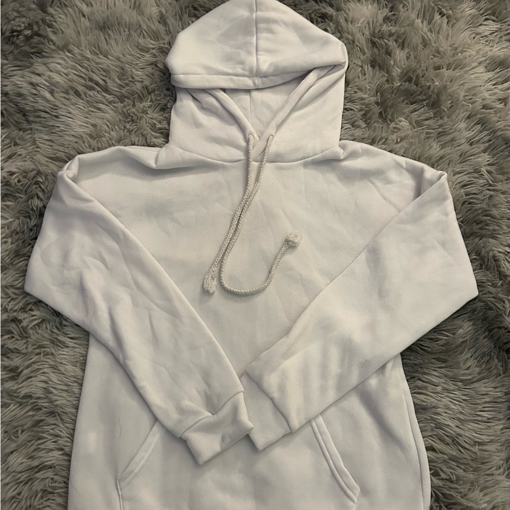 Classic White Hoodie with Drawstrings
